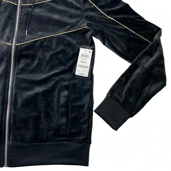 International Concepts Skip Sport Deep Black Velour Classic Fit Mens Jacket - Picture 7 of 12